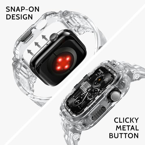 Image of amBand Bands Case Compatible with Apple Watch Series 11 /10 42mm for Men Women, M1 Sport Rugged Heavy Duty Cover Tactical Strap Military Grade Protective Bumper Protector for iWatch 42 mm Men, Clear