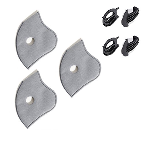 Dustproof Masks - Activated Carbon Dust Mask with Extra Filter Cotton Sheet and Valves for Exhaust Gas, Pollen Allergy, PM2.5, Running, Cycling, Outdoor Activities (Mask Filter 3 PCS, Dust Masks)