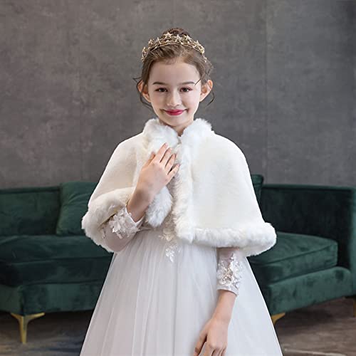 SK Studio Girls Faux Fur Wraps Shawl Girl Bolero Shrug Princess Cape Party Dress Up Jacket4