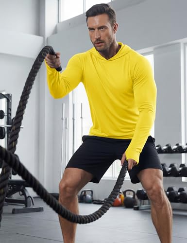 Image of MAGCOMSEN Men's Hooded UPF 50+ Sun Protection T Shirts Long Sleeve Athletic Fishing Shirts Rash Guards