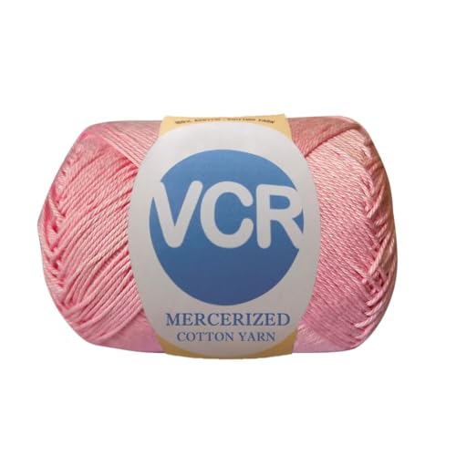 Image of VCR 4 Ply Salmon Pink 100% Mercerized Cotton Yarn, 60 Grams Hank, 190 Meters Length, Cotton Combed Ball, Smooth and Glossy Crochet Yarn for Crochet and Knitting, Pack of 1, Suitable for DIY Crafts