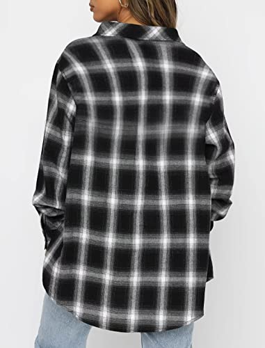 Image of Lacozy Womens Buffalo Plaid Flannel Shirt Long Sleeve Collar Button Down Blouses Tops
