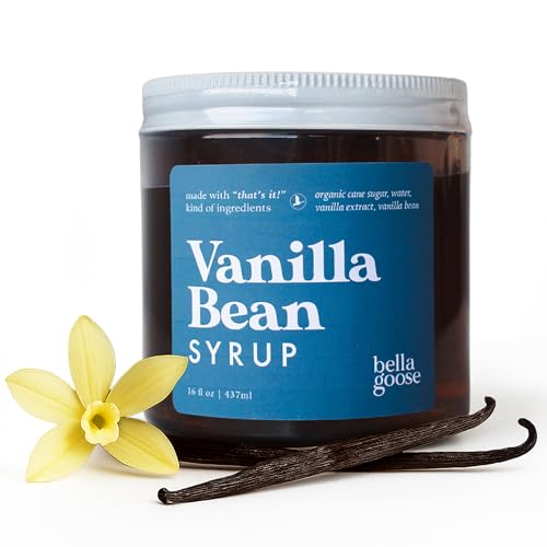 Bella Goose Vanilla Bean Coffee Syrup Jar (16oz) - Homemade Pure Cane Sugar...