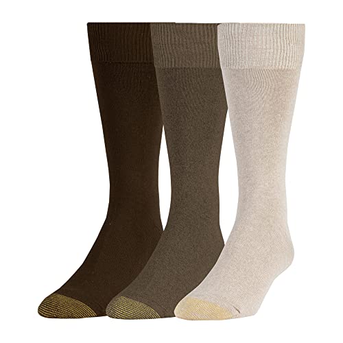 GOLDTOE Men's Micro Flat Knit Crew Socks, 3-Pairs