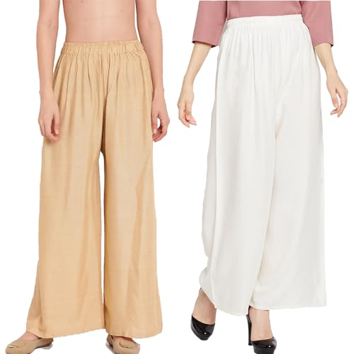 Image of Go Gazab - Stylish Combo Women's Palazzo Pants: Trendy Rayon Casual Wear for Fashion-Forward Ladies