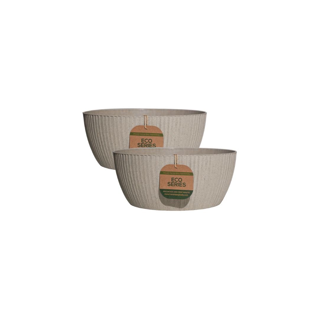 Harshdeep Bonsai Plant Pots for Balcony - Geneva - Indoor Outdoor Home Office Garden Decor Earth Friendly Planter Round 13 Inch Set of 2 (Cream) (B0D92BBM7L) Amazon Price History, Amazon Price Tracker