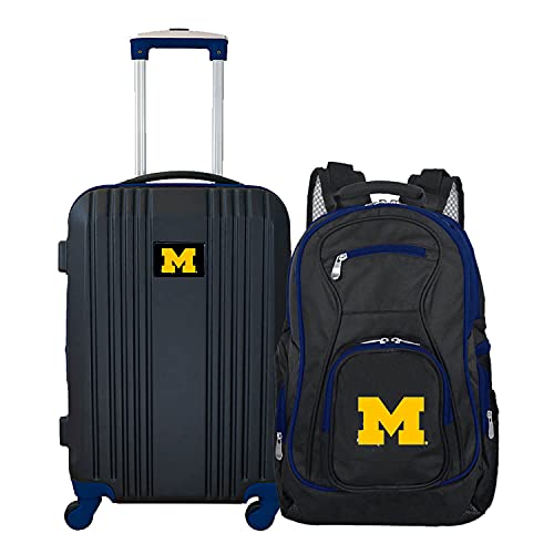 Denco University of Michigan Wolverines 2-Piece Luggage Set, Includes 21-inch Two-Tone Hardcase Spinner and 19
