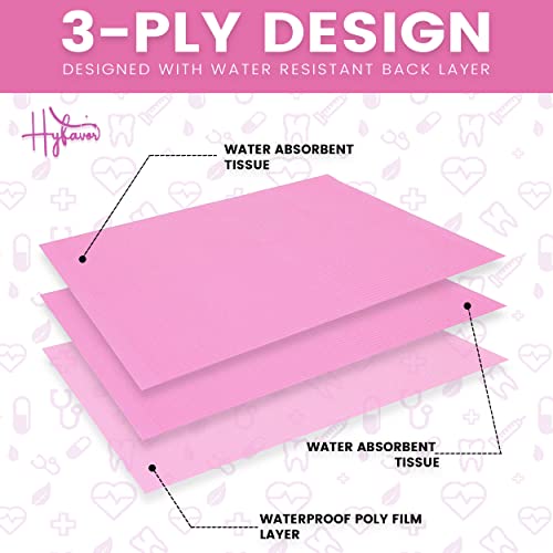 Dental-Bib125-Pack--Pink-Dental-Bibs-Disposable--Multipurpose-Waterproof-Tattoo-Bibs--Soft-Flexible-Pink-Bibs-for-Dental-Tray-Covers--3-Layer-Protection-Nail-Napkins-for-Acrylic-Pink