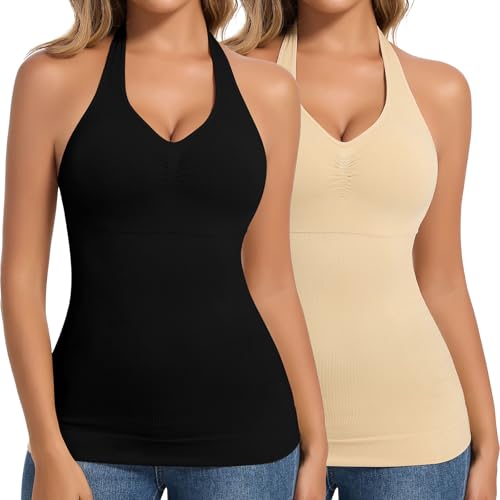 Image of JOYSHAPER Shapewear Camisole with Built in Bra Compression Halter Tops for Women Tummy Control Shapewear Tank Top Padded Bras