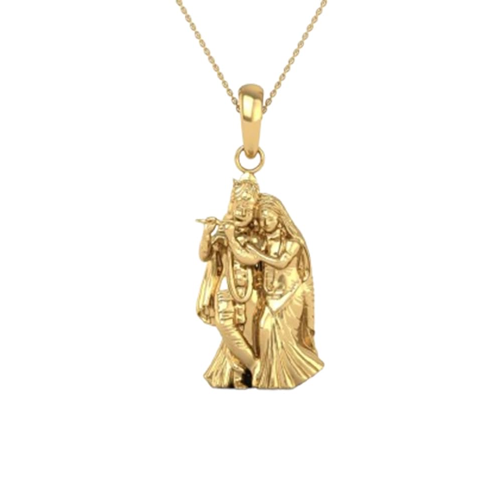 24KT (995) 1.2GM Yellow Gold Radhe Krishna Locket Pendant For Men and Women-image-7