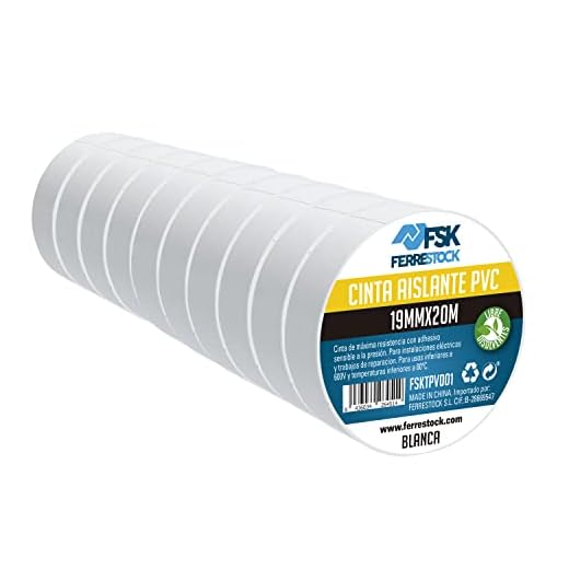 Ferrestock FSKTPV001 Pack 10 unidades Cinta Aislante de PVC blanca 19mmx20m