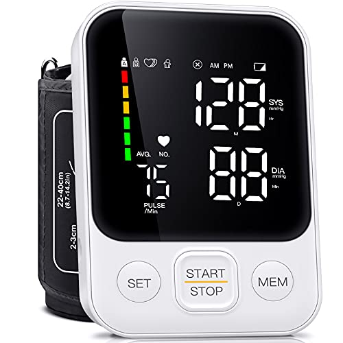 Blood Pressure Monitor Upper Arm Bp Machine Automatic Digital Blood Pressure Monitor With Large Cuff Led Backlit Display 2 Users 240 Memory Storage Bag, White #TOP7