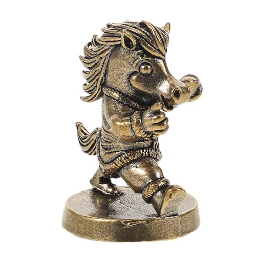 ROMISBABA - ROMISBABA Tierfigur aus Messing Tierhandwerk aus Messing Miniatur-Tierstatue Mini-Messingpferde Golden