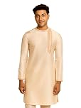 DIWAS BY MANYAVAR Men's Viscose Blend Emboridered Bengali Style Kurta (1pc), Cream, M