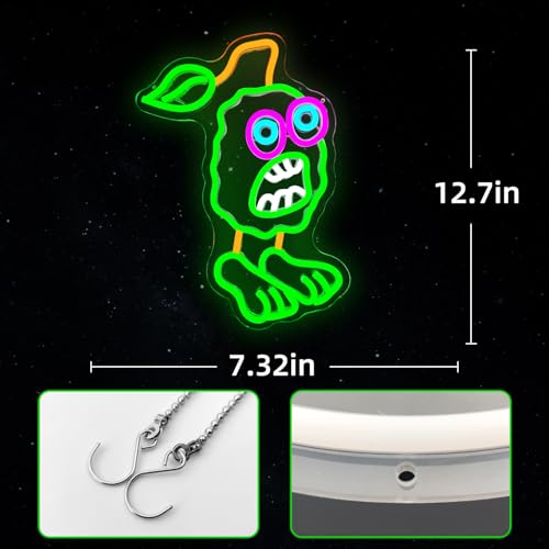 Image of Monsters Neon Signs for Wall Decor Dimmable LED Game Monsters Neon Light Birthday Decorations for Game Fans, Green Monsters Neon Light Signs Suitable for Birthday Gift