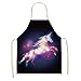 MJJLT Unicorn series Kitchen Apron Household Cleaning Cotton Linen Pinafore Salon Home Cooking Baking Adult BIb X9 47x38cm