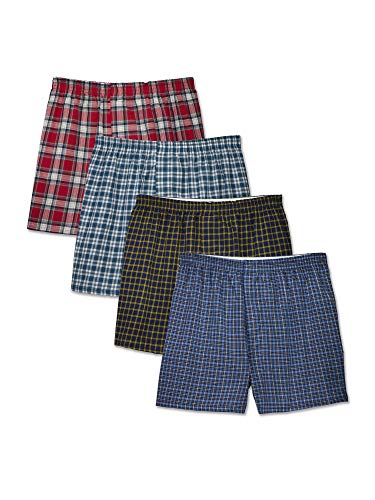 Fruit of the Loom Men's Woven Tartan and Plaid Boxer Multipack, Assorted (4 Pack), 2X-Large