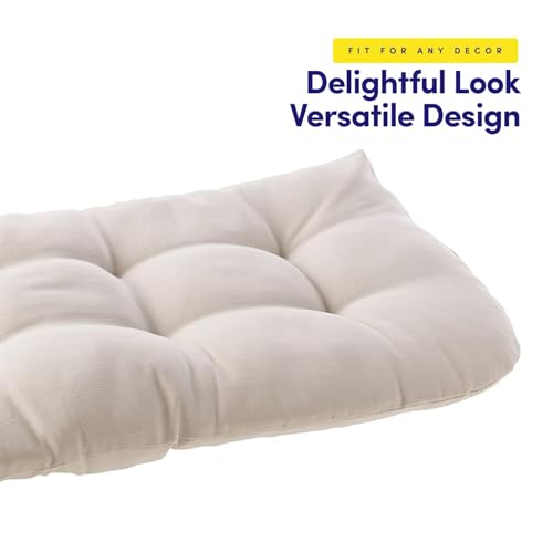 Sweet Home Collection LOVESEAT-CUSH-CRM Patio Chair Cushions Outdoor Loveseat Lounge Seat Pads Premium Comfortable Thick Fiber Fill Tufted 44 Inch X 19" thumb #3