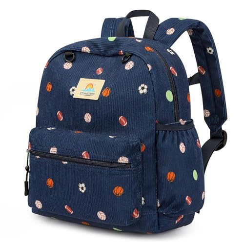 Image of STEAMEDBUN Corduroy Toddler Backpack for Boys 2-4: Kids backpack for Boys Girls - 12 inch Preschool Kindergarten Backpacks
