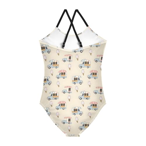 Ice Cream Trucks Girls One Piece Swimsuits Summer Quick Dry Beach Bathing Suit2