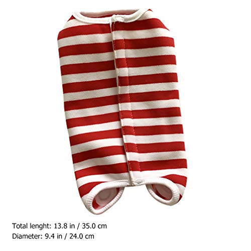 POPETPOP Gato Terno de Lã Stripe Padrão de Recuperação Desmame Terno Anti- Lamber Four- Legged Pet R