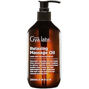 Gya Labs Relaxing Massage Oil – Ylang Ylang, Rose Geranium and Organic Argan Infused Body Oil for Skin – Natural Massage Oil for Massage Therapy (6.76 fl oz)