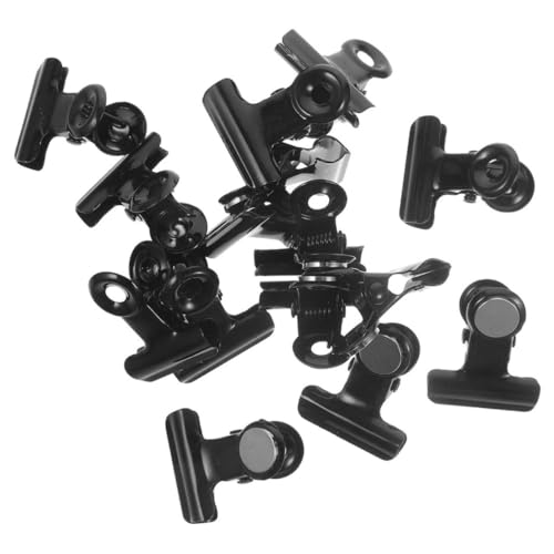 Amosfun 20 clips magnéticos de metal para bulldog de acero inoxidable, color negro, para exhibición de fotos, clips de carpeta de oficina para nevera, soportes de boletos y sellado