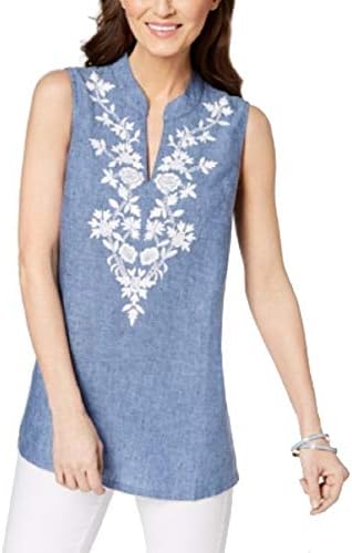 Charter Club Embroidered Linen Tunic 