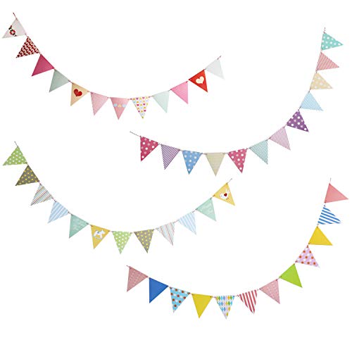 WELLXUNK Multicolor Bandiera di Pennant, 4 Pezzi Bandierine Colorate 65.6 Feet Bandierine Triangolari Decorazioni Striscioni di Bunting per Festa Compleanno Matrimonio Battesimo Laurea Giardino