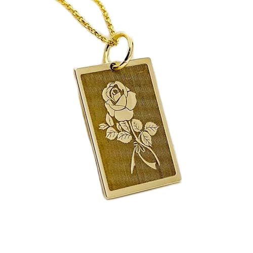 Collier en argent sterling 925 pendentif rose carrée chaîne 45 cm 00977