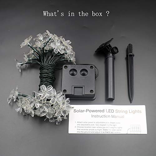 Mankinlu Solar Outdoor Cherry Blossom Strings Lights, 23 Feet 50 Leds Solar Fairy Flower Lights Waterproof,Christmas Tree Lights,For Home, Lawn, Wedding, Patio,Party And Holiday Decorations Warm White #TOP6