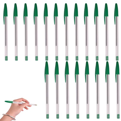 XIYING 20 Pcs Green Pen Green Biro Ballpoint Ink Pens for School Everyday Essay Writing Home Office Stationery Supplies