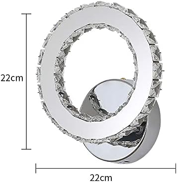 DAXGD Wall Lights Crystal, LED Wall Lamp, K9 Crystal 16W Wall Sconce for Living Room Bedroom, 6000K Cold White Light