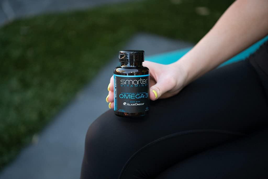 SmarterVitamins Omega 3 Fish Oil, Strawberry Flavor, Burpless, Tasteless, 2000mg, DHA EPA Triple Strength, Made with AlaskOmega®