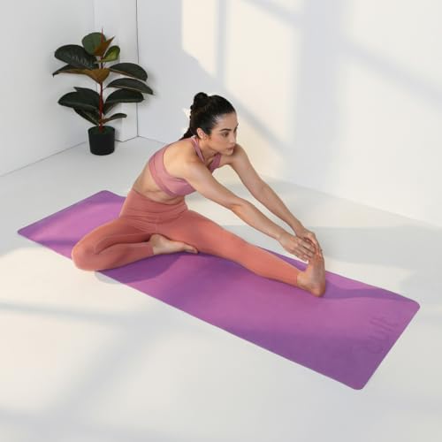 Image of Cult Yoga Mat EVA 5mm with Carry Strap - Non-Slip, Lightweight & Cushioned Exercise Mat - Sweat-Resistant, Durable & Eco-Friendly for Yoga, Pilates, Stretching, Meditation & Home Gym - Purple