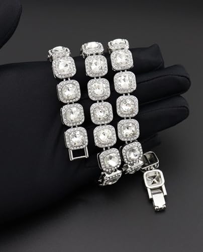 Iced Out Zircon Necklace for Men, Silver Tone Chain, AAA Quality Gift Necklace2