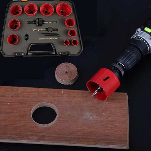 Juego de 19 brocas para agujeros de acero bimetálico de 19 a 64 mm con mandriles para madera, yeso, aluminio, plástico y placas de yeso miniatura 7