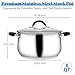 E-far Stainless Steel Stock Pot, 8 Quart Large Cooking Pot with Glass Lid for Boiling Pasta Soup Sauce, Tri-Ply Induction Thick Base for All Stoves, Cool-Touch Handles & Dishwasher Safe