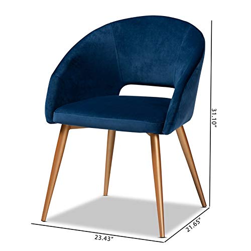 Baxton Studio Vianne Glam And Luxe Navy Blue Velvet Fabric Upholstered Gold Finished Metal Dining Chair #TOP2