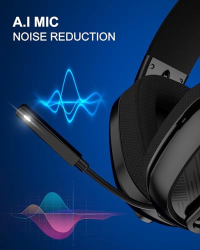 Casque gaming sans fil PC PS5 et Bluetooth avec micro anti-bruit JIMYIU noir - 4