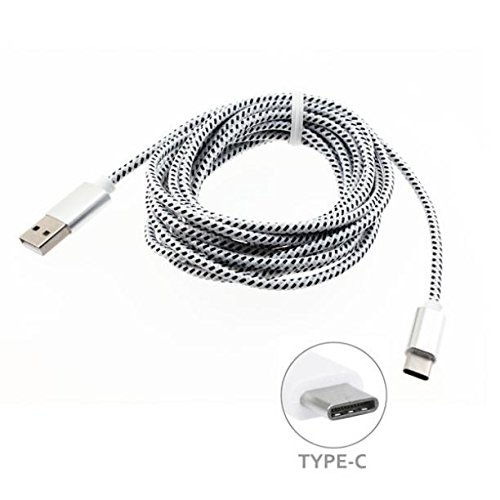 Braided 10Ft Long Type-C Cable Fast Charger Cord Usb Sync Usb-C Power Wire For Samsung Galaxy S8 S9, Plus, S10, Note 8 9 - Lg G6 G7 Thinq V35 V40 - Motorola Moto Z Z2 Z3, Force - Google Pixel 2 3 Xl #TOP3