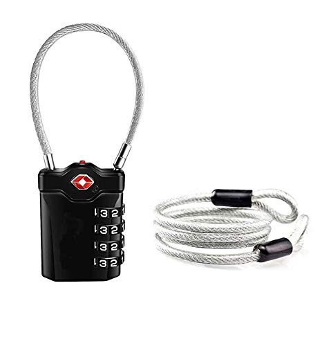 Candados TSA para Meletas Candado Combinacion Taquilla con Función de Alerta de Equipaje Abierto y Cable de Acero de 1 m