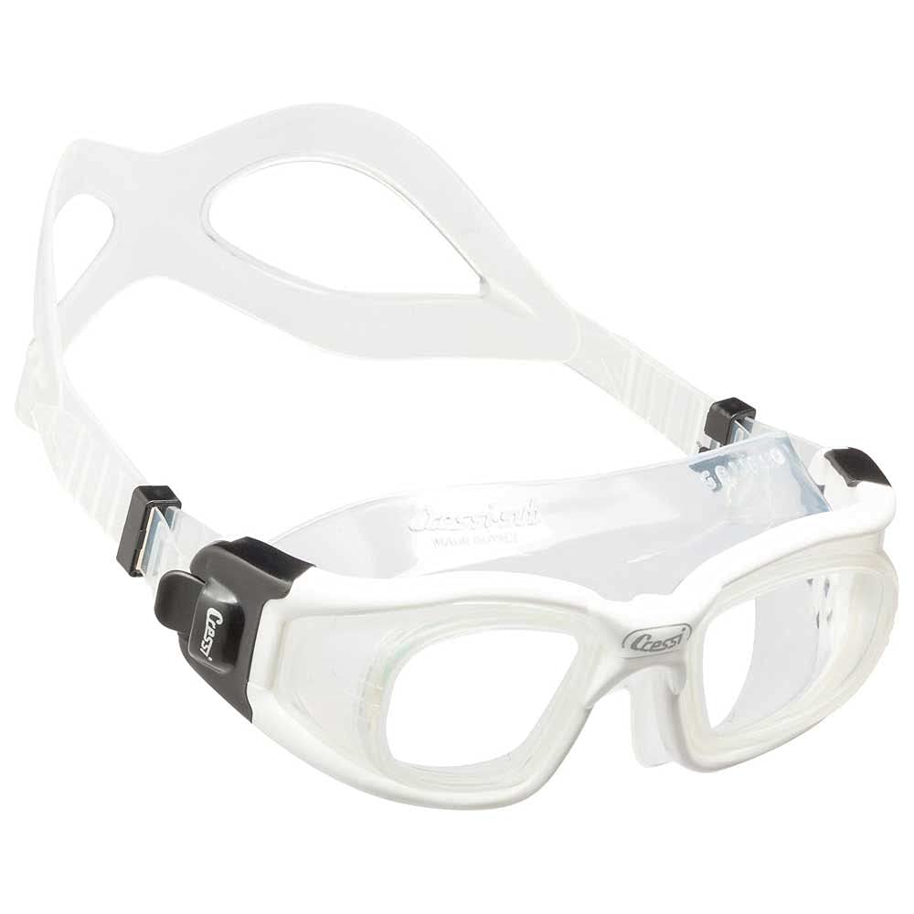 CRESSI Galileo Goggles T/Glass White - Adult Swimming Goggles With Tempered Glass Anti Fog 100% Anti UV, Clear/White, One Size
