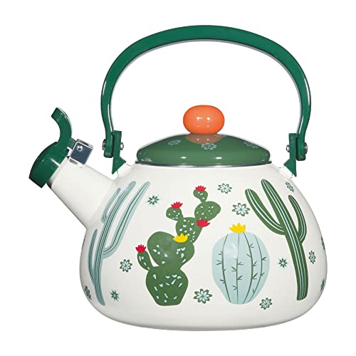 Whistling Tea Kettle for Stove Top Enamel on Steel Teakettle, Supreme Housewares Cactus Design Teapot Water Kettle Cute Kitchen Accessories Teteras (2 Quart, Cactus Garden) Whistling Tea Kettle for Stove Top Enamel on Steel Teakettle, Supreme Housewares Cactus Design Teapot Water Kettle Cute Kitchen Accessories Teteras (2 Quart, Cactus Garden)