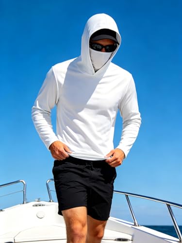 Image of 5 Pack Men's UPF 50+ Sun Protection Hoodie Shirts Long Sleeve Shirts Quick Dry Lightweight for Running Workout Hiking Fishing