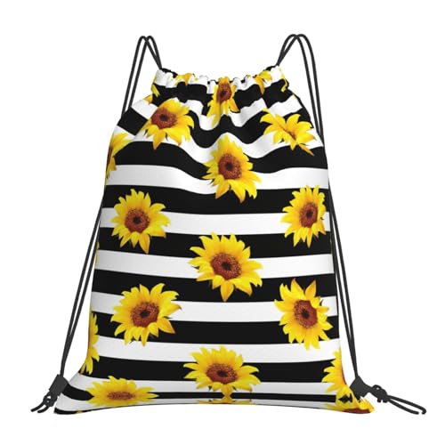 girasoli stampa borse con coulisse zaino palestra borsa cinch da viaggio per sport da spiaggia per donne uomini bianco taglia unica Bianco One Size