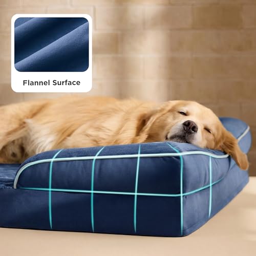Image of Bedsure XL Plus Orthopedic Dog Bed for Extra Large Dogs - Washable XLarge Dog Cat Bed Waterproof, Comfort Dogs Couch Sofa with Washable Removable Cover, Pet Bed with Nonskid Bottom, Blue Navy, 48 inch