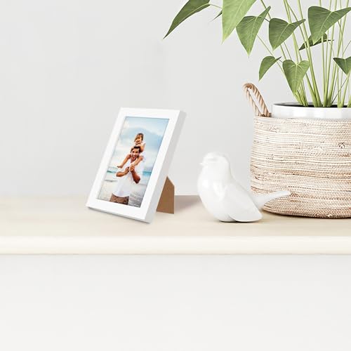 Americanflat 3x5 Picture Frame with Shatter-Resistant Glass - Streamline Collection - Thin Border Photo Frame for Tabletop Display - Easel Stand Included - White