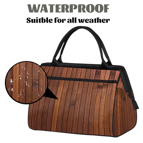 Overnight Weekender Bag for Women Men Modern Wood Brown Waterproof Carry On Travel Duffel Bags with Zipper Lightweight Sports Gym Bag Luggage Workout Handle Bags for Traveling Yoga Camping3