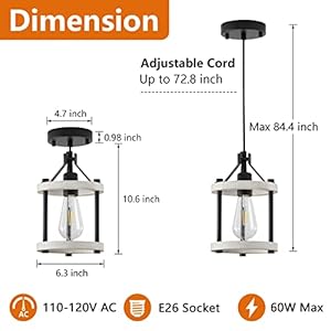 2 pack farmhouse pendant light rustic distressed white wood hanging light fixtures adjustable cage wood metal hanging lamp mini pendant lighting for kitchen island no glass  urban country home decor